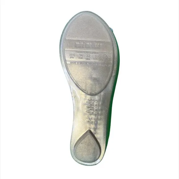 Mini Melissa | Beige &amp; Green Glitter Butterfly Ultragirl Flat - Girls