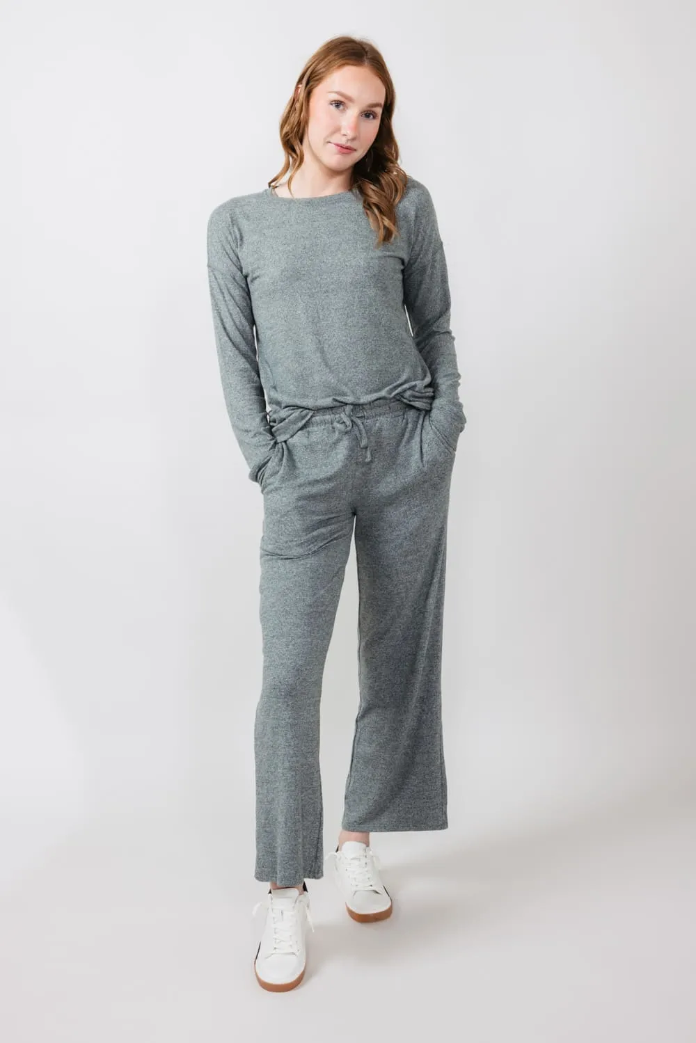 Mono B Hatchi Brushed Crewneck for Women in Dark Olive | KT-A0645-DARKOLIVE