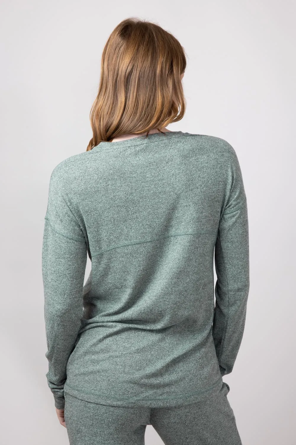 Mono B Hatchi Brushed Crewneck for Women in Dark Olive | KT-A0645-DARKOLIVE