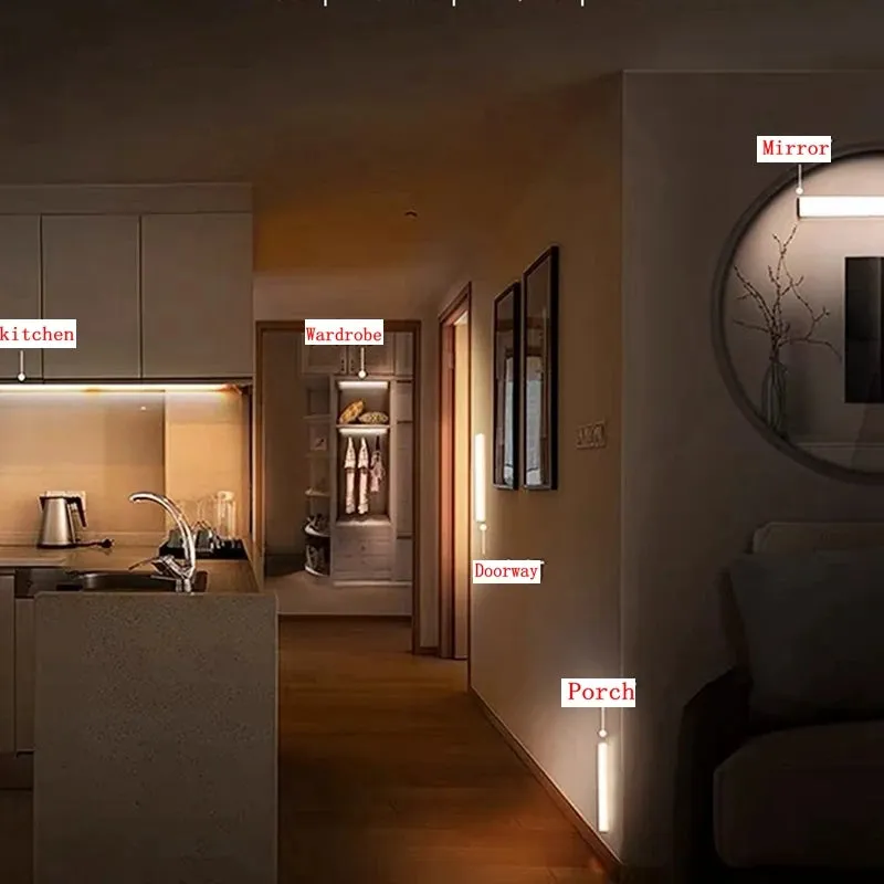 Motion Sensor Light Wireless LED Night Light USB Rechargeable Night Lamp Cabinet Closet Lamp Staircase Backlight For Kitchen