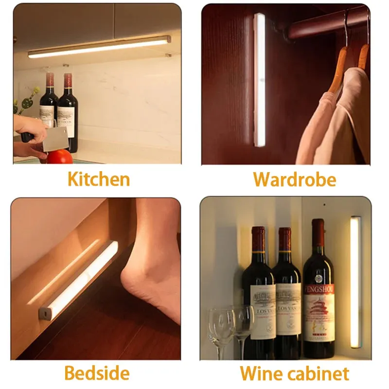 Motion Sensor Light Wireless LED Night Light USB Rechargeable Night Lamp Cabinet Closet Lamp Staircase Backlight For Kitchen