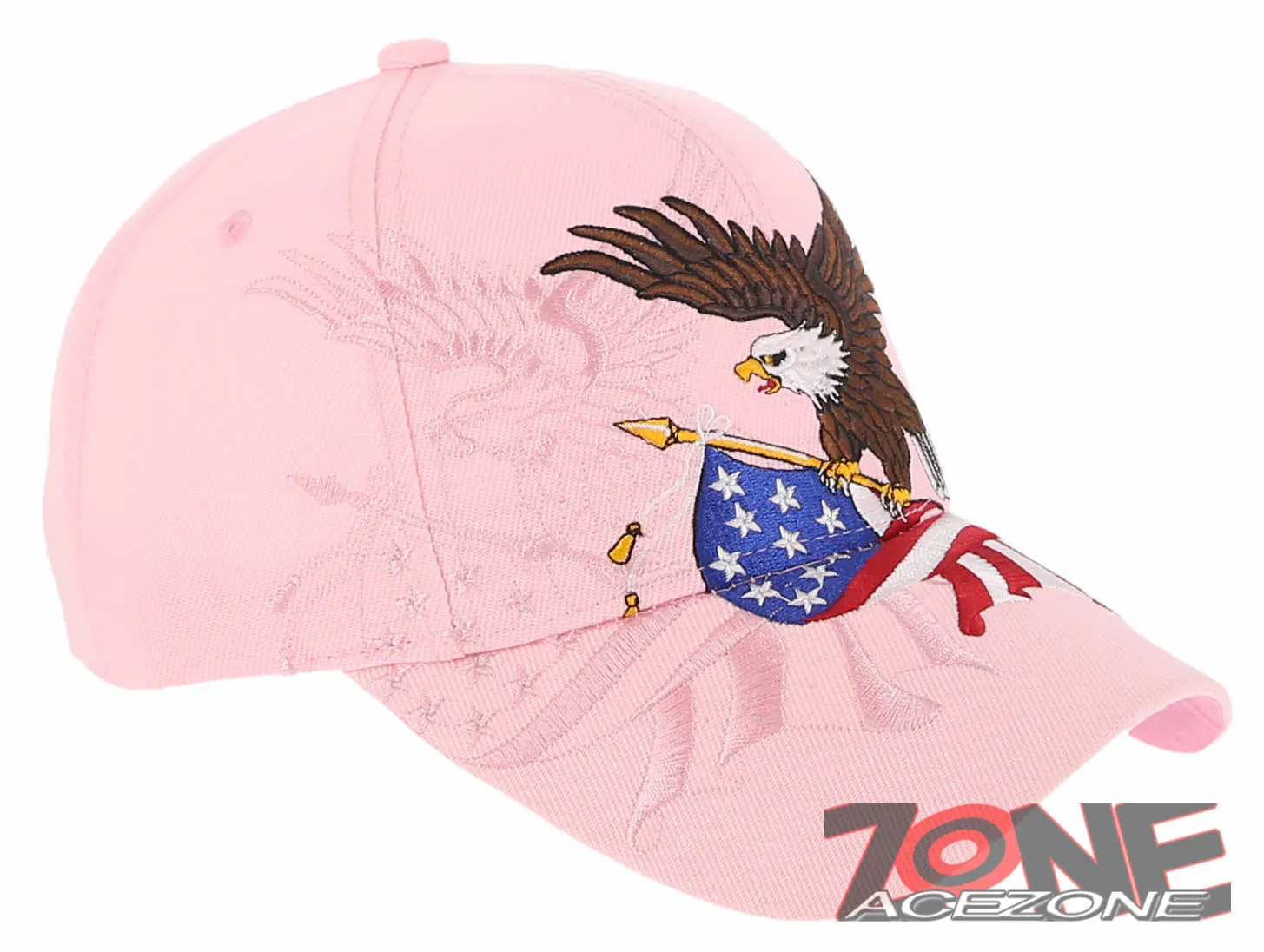 NEW! EAGLE USA FLAG SHADOW MILITARY BASEBALL CAP HAT LIGHT PINK
