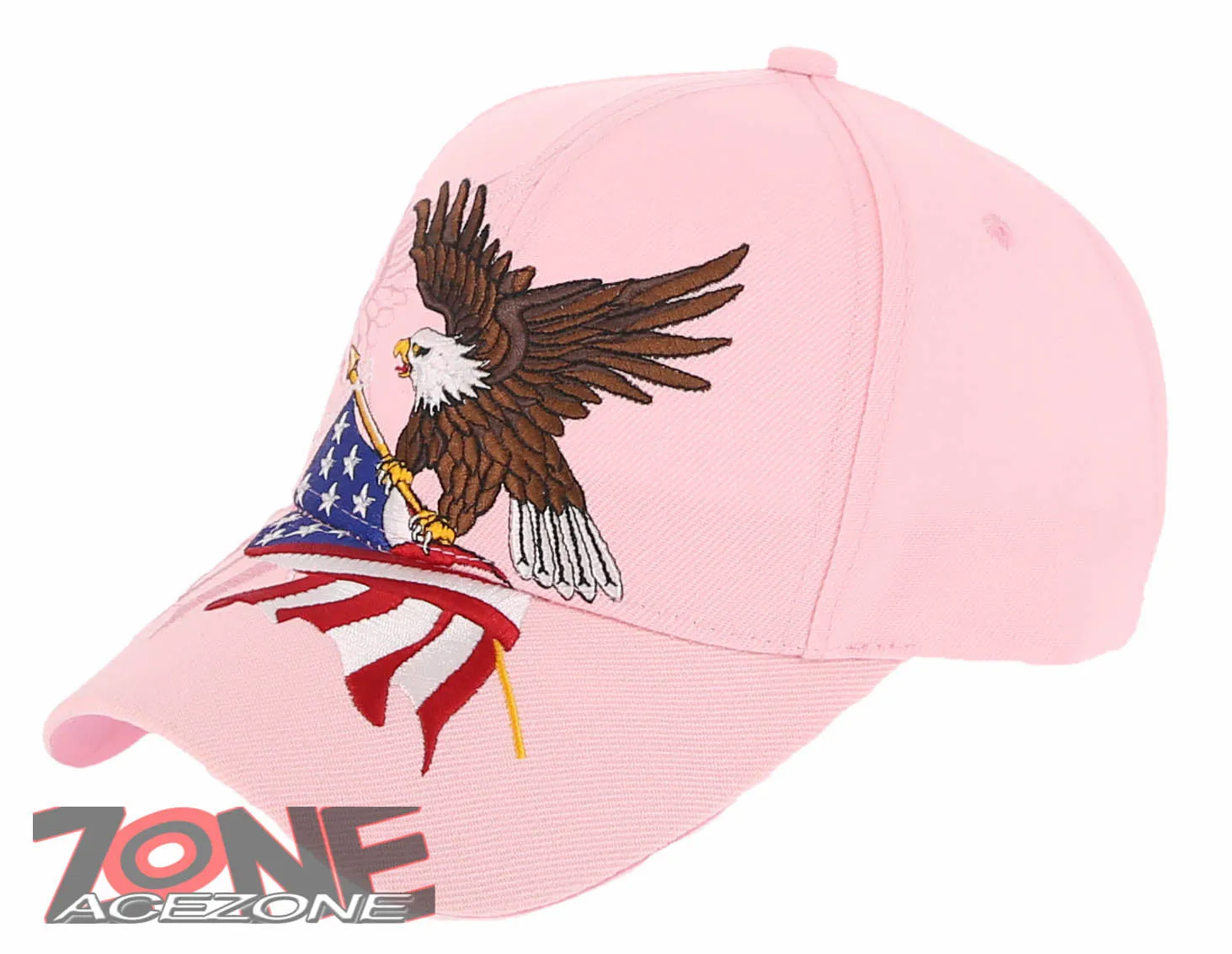 NEW! EAGLE USA FLAG SHADOW MILITARY BASEBALL CAP HAT LIGHT PINK