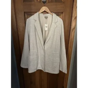 New J. Jill Sweater Coat Women’s XL Light Heather Grey $89 Pockets Cozy Office