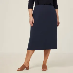 NNT Women's Crepe Stretch Midi A-Line Skirt - Navy
