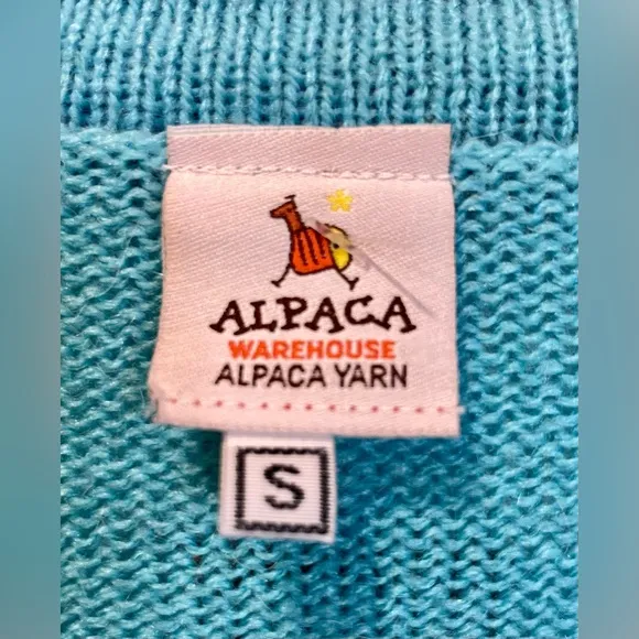 NWT Alpaca Wool Sweater Women’s Cozy &amp; Soft Zip Up Turquoise Cardigan Size Small