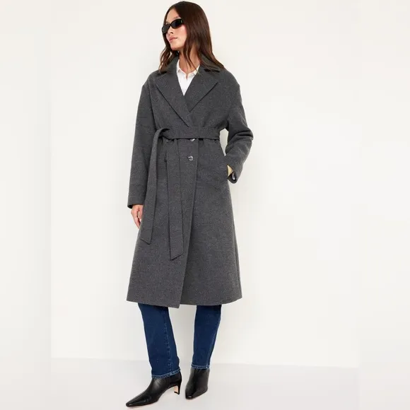 Old Navy Oversized Belted Elegant Gray Women's Coat