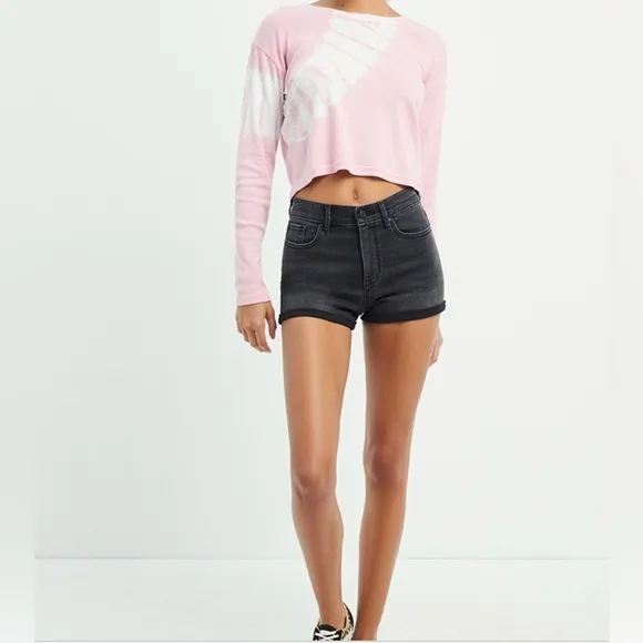 PacSun “ The Shortie ” Black Jean Shorts Black Stretch Denim Shorts Size 25