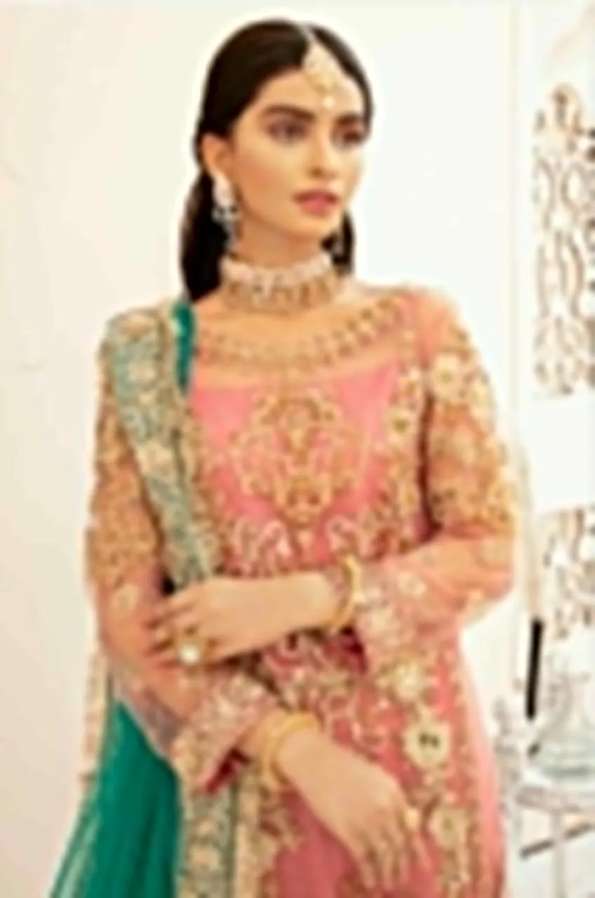 Pakistani Festive Chiffon Wear in Peachy Pink Color #Y6134