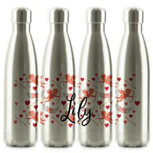 Personalised Cola Bottle with Stylish Text and Cupid Hearts Print