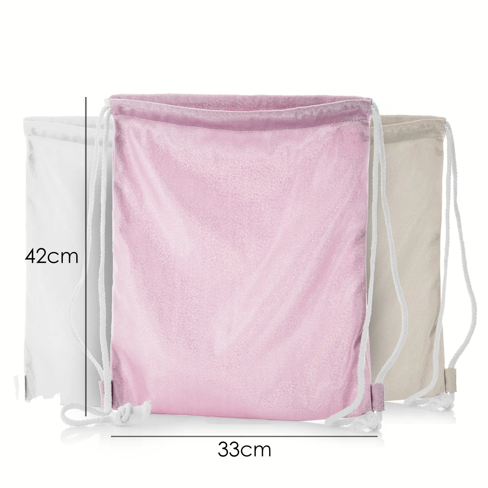 Personalised Glitter Drawstring Backpack with Stylish Text and Forever Friend Monster Message