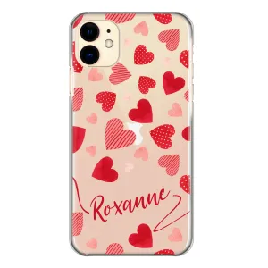 Personalised Honor Phone Hard Case with Polka Dot/Striped Hearts and Stylish Text