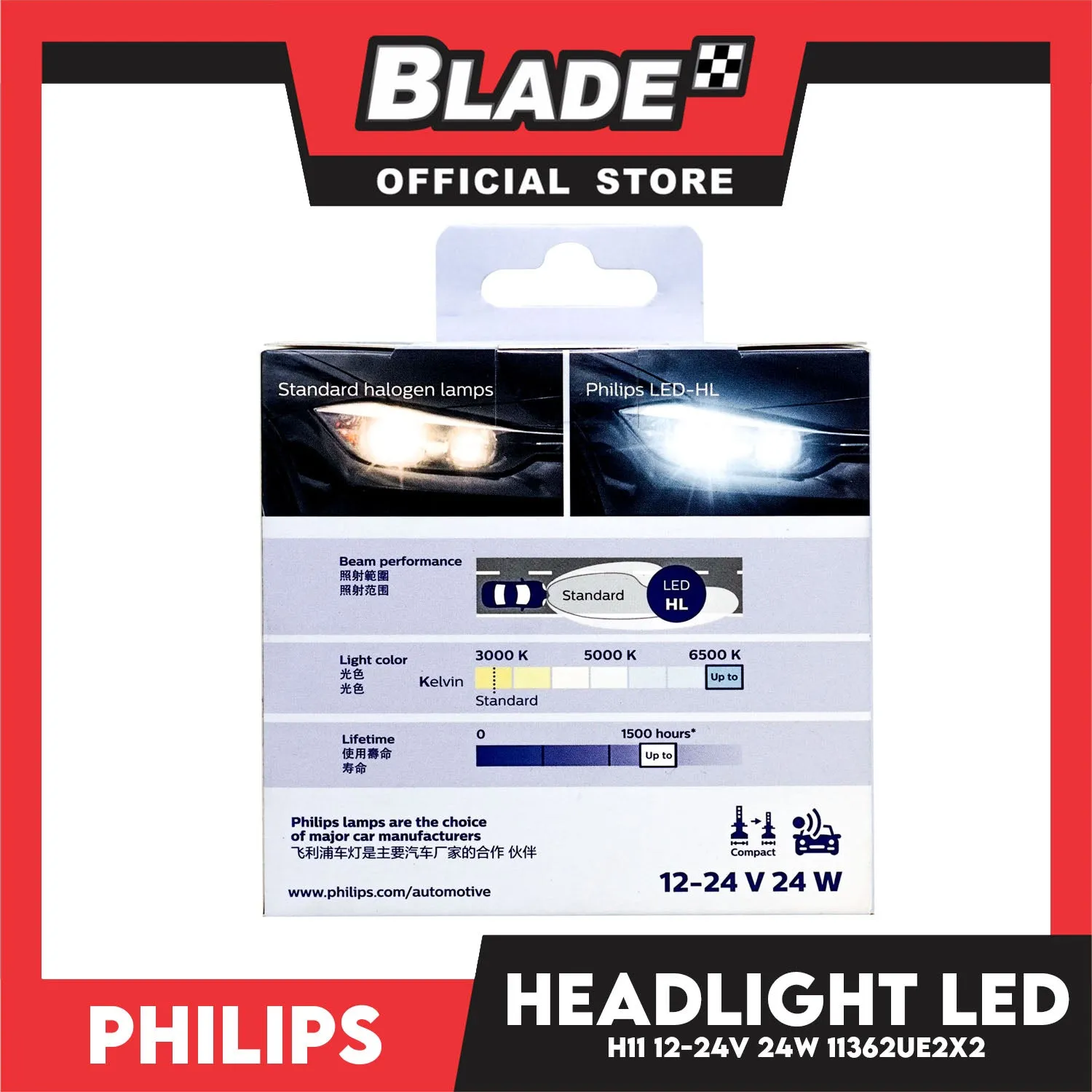 Philips Ultinon Essentials G2 Led Bulbs H11 6500K 11362UE2X2 12-24V 24W- Headlight Bulb