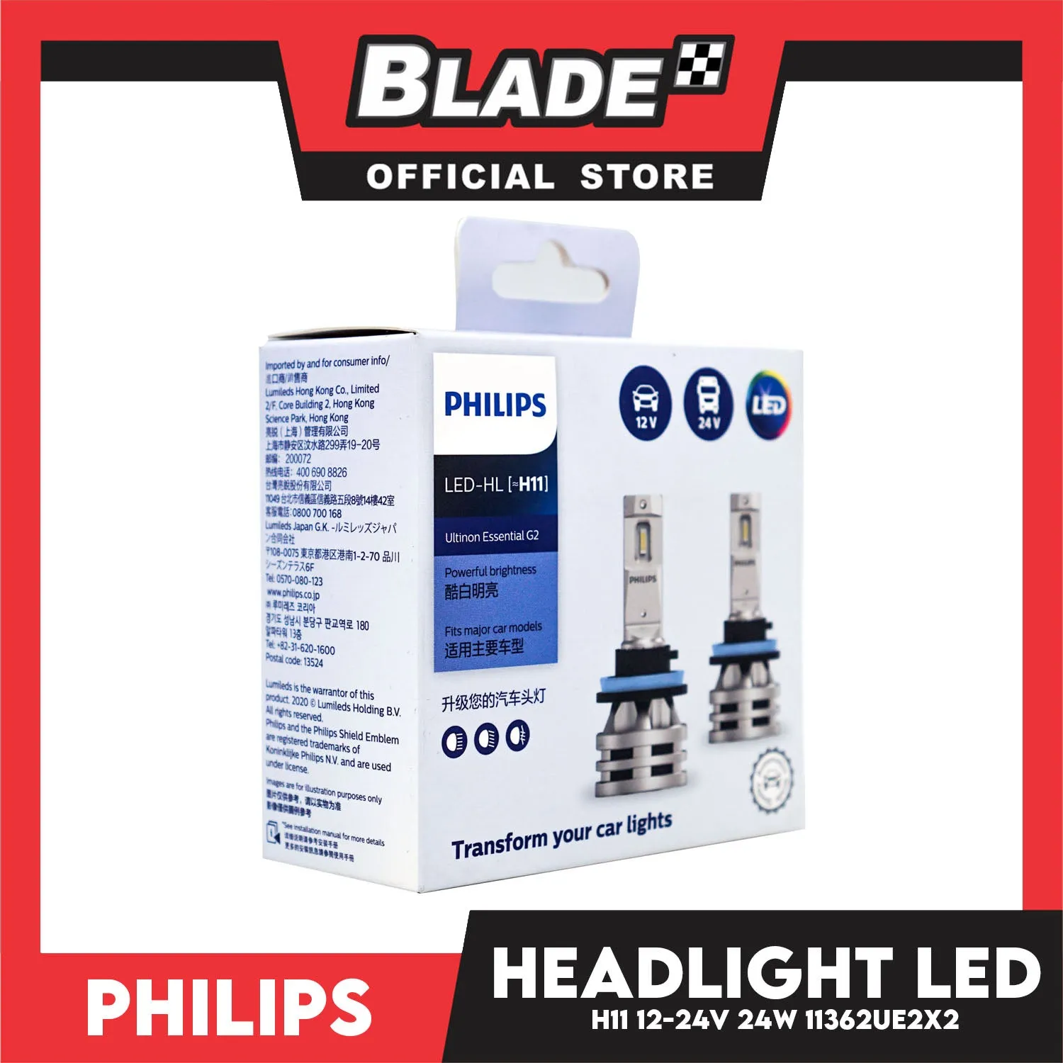 Philips Ultinon Essentials G2 Led Bulbs H11 6500K 11362UE2X2 12-24V 24W- Headlight Bulb