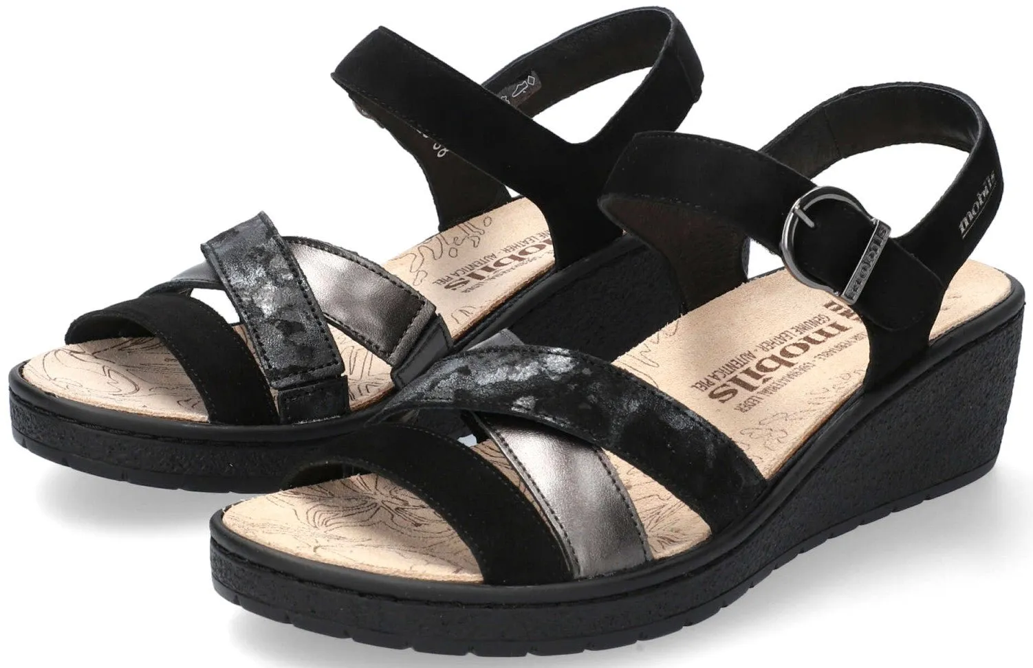 'Pietra' women's ergonomic wide fit (H) sandal - black