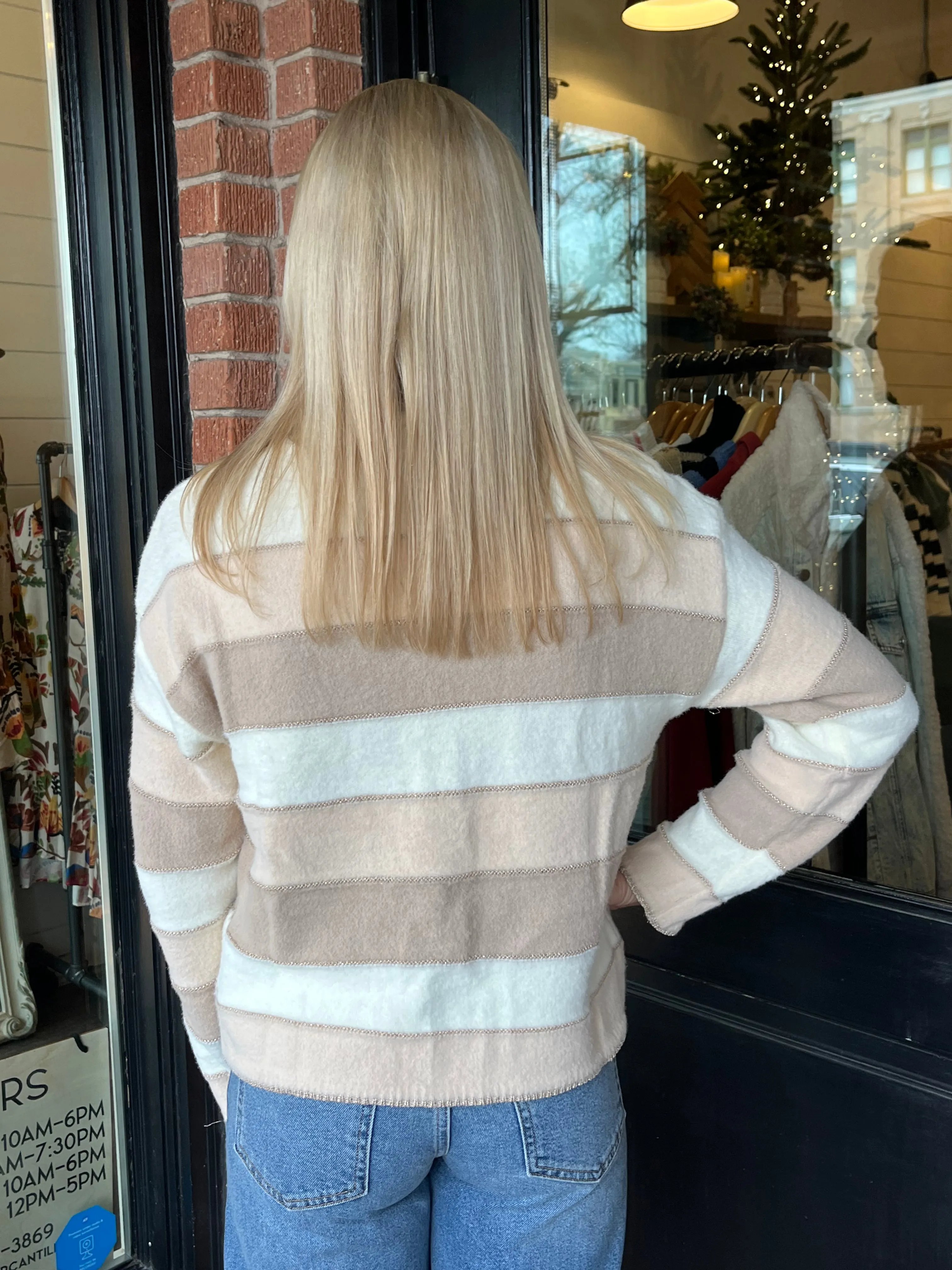 Piper Striped Beige Sweater