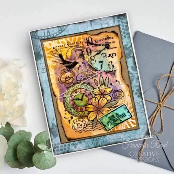 Pocket Watch Garden 4x6 Clear Stamp