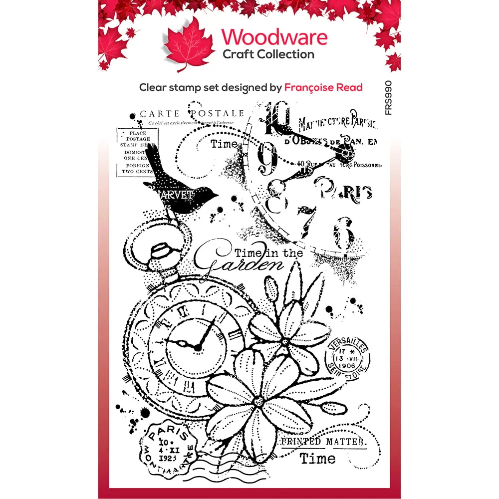 Pocket Watch Garden 4x6 Clear Stamp