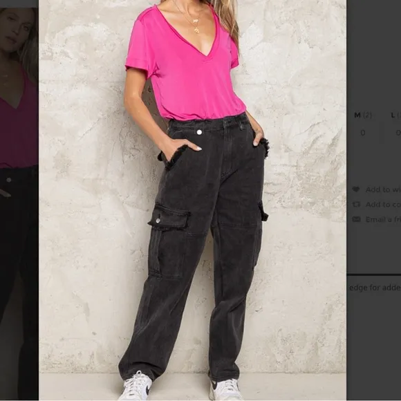 POL Black Cargo Jeans for Women