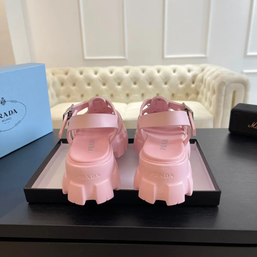 PRA RUBBER MONOLITH SANDALS LIGHT PINK CALFSKIN