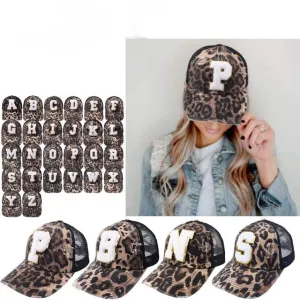Pre order Chenille Letter Leopard Hat - arrives before Christmas