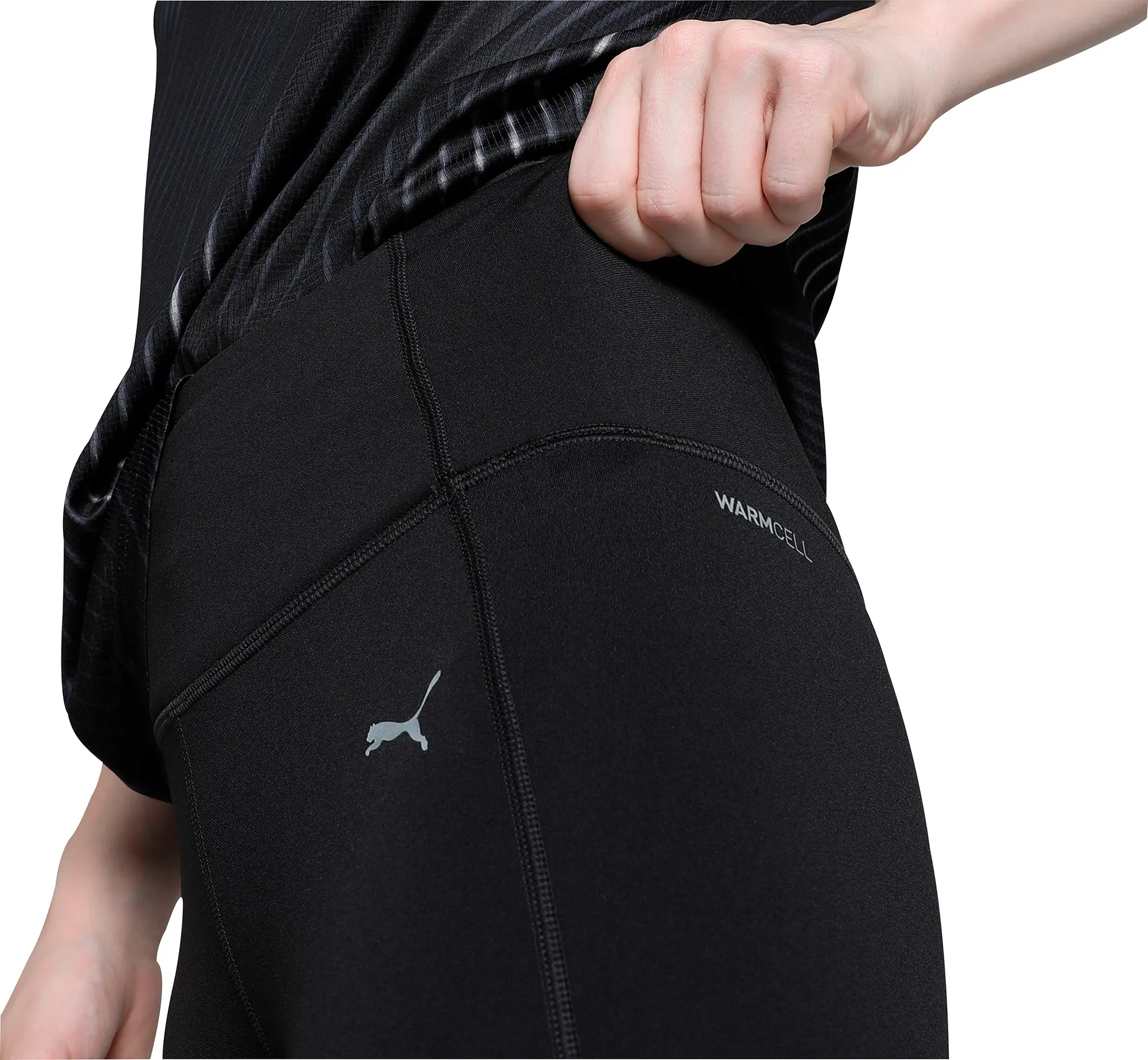Puma Microfleece Womens Long Running Tights - Black