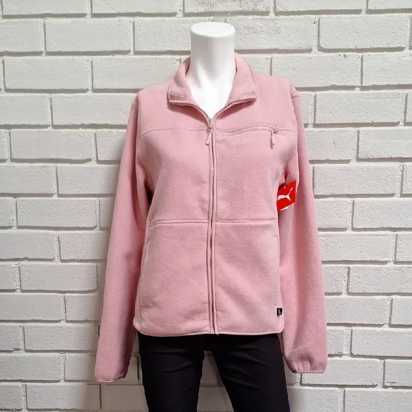 Puma Polar Fleece Light Pink Zip-Up Jacket. Size Medium NWT