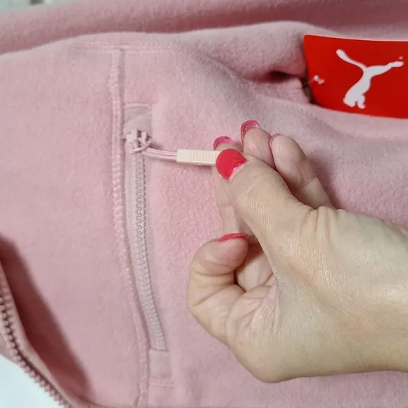 Puma Polar Fleece Light Pink Zip-Up Jacket. Size Medium NWT