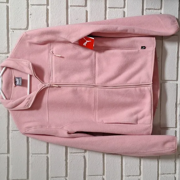 Puma Polar Fleece Light Pink Zip-Up Jacket. Size Medium NWT