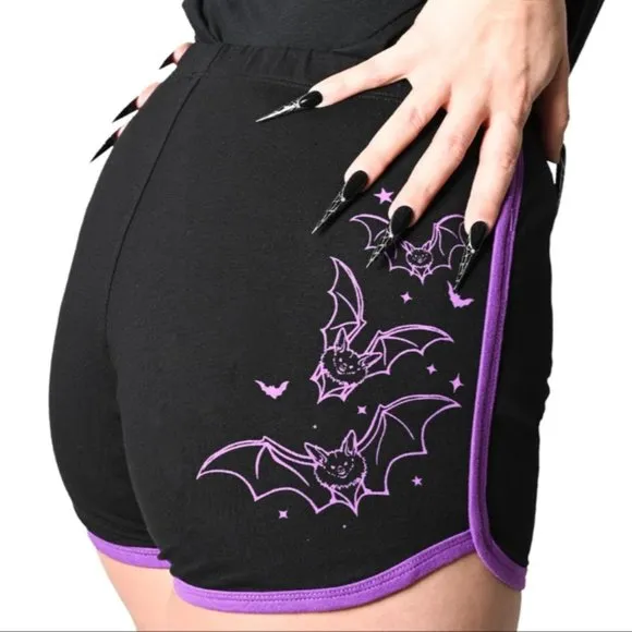 Purple Bat Outline Black Running Lounge Shorts S-M-L-XL-2XL-3XL NWT