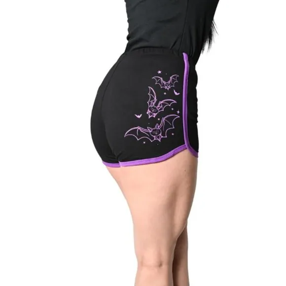 Purple Bat Outline Black Running Lounge Shorts S-M-L-XL-2XL-3XL NWT