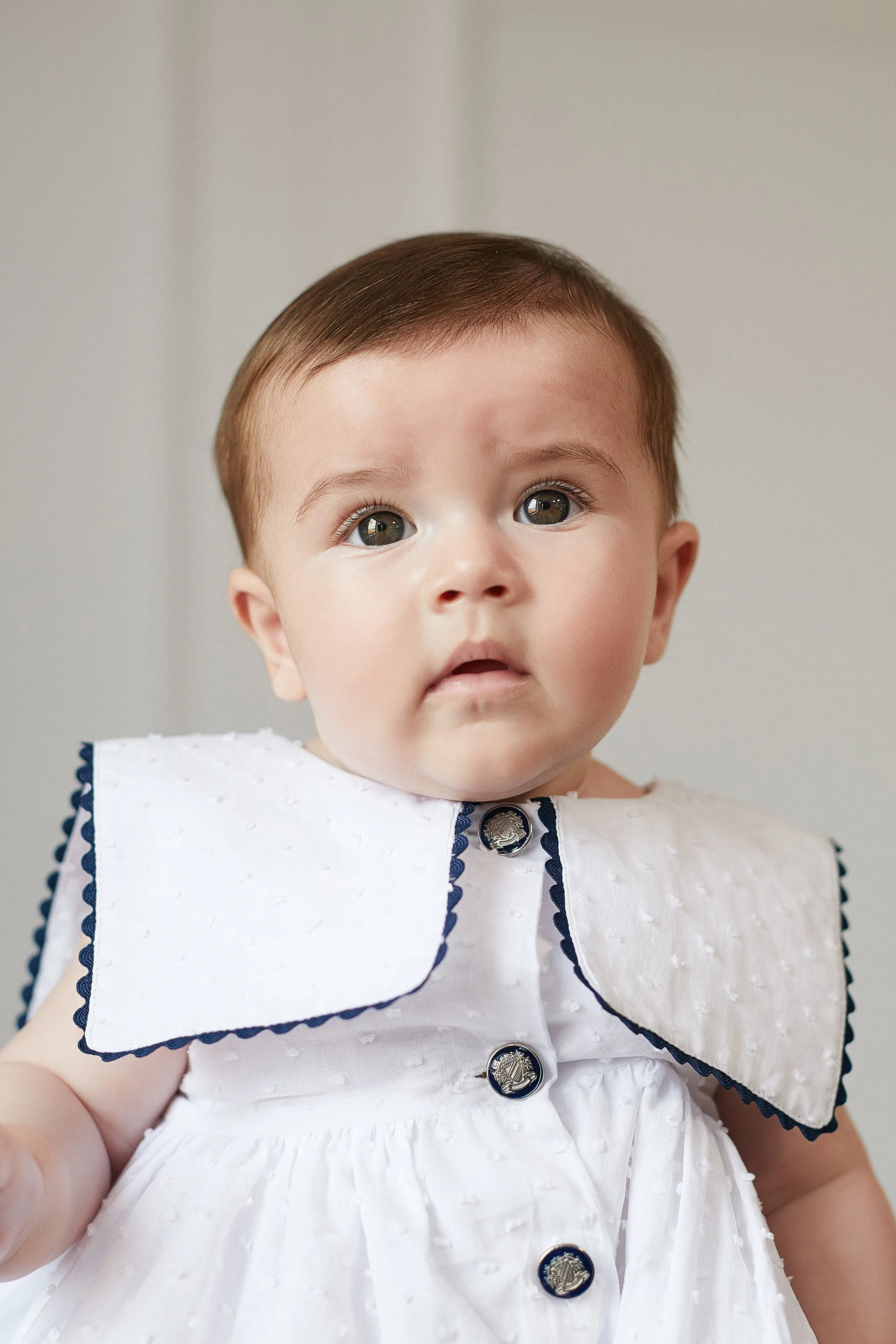 "Arielle" White Plumeti Dot Nautical Dress & Bloomers