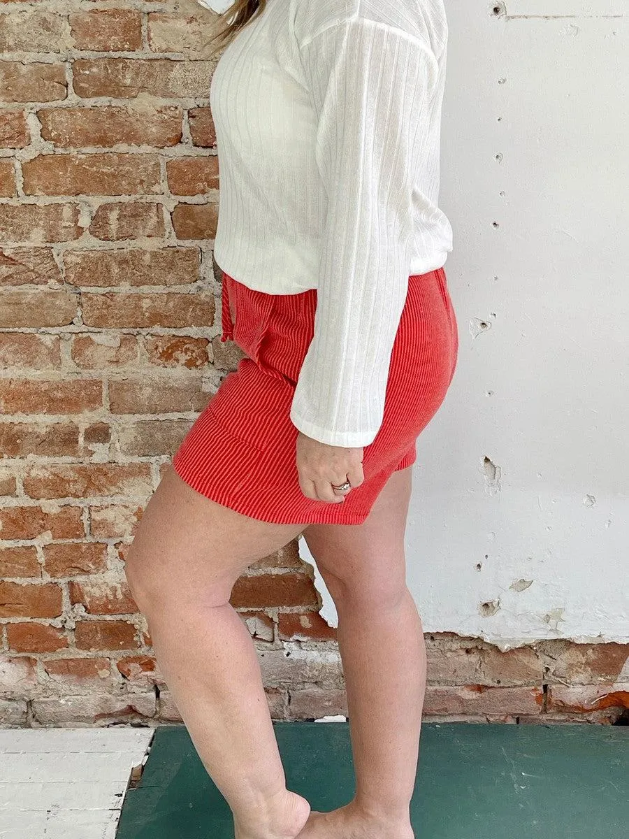 Ribbed Shorts in Red