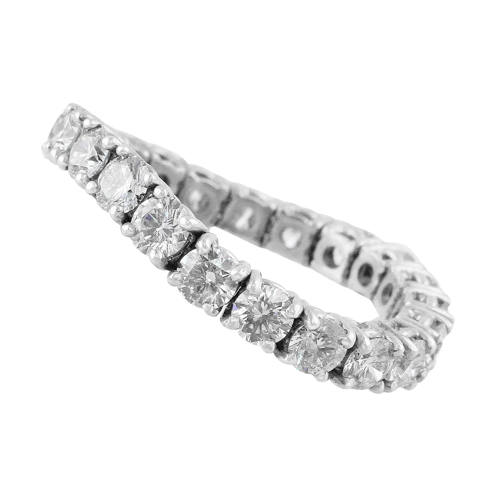 Rivière 18K White Gold 2.99ctw Diamond Flexible Ring