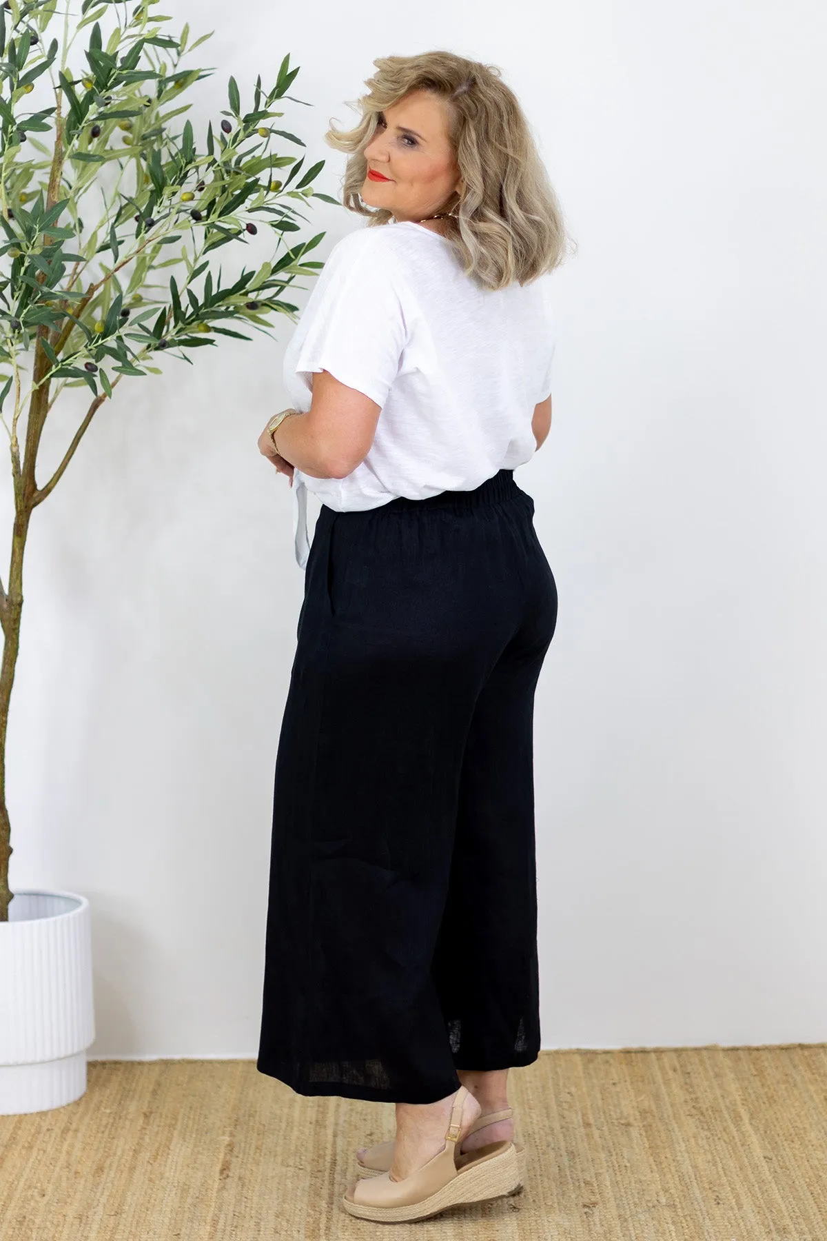 Santorini Wide Leg Pant | Black