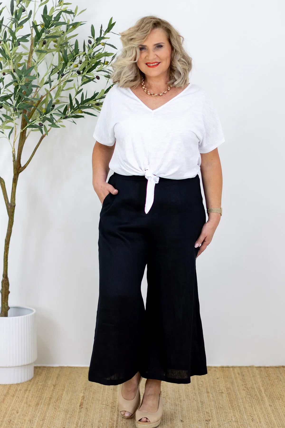 Santorini Wide Leg Pant | Black