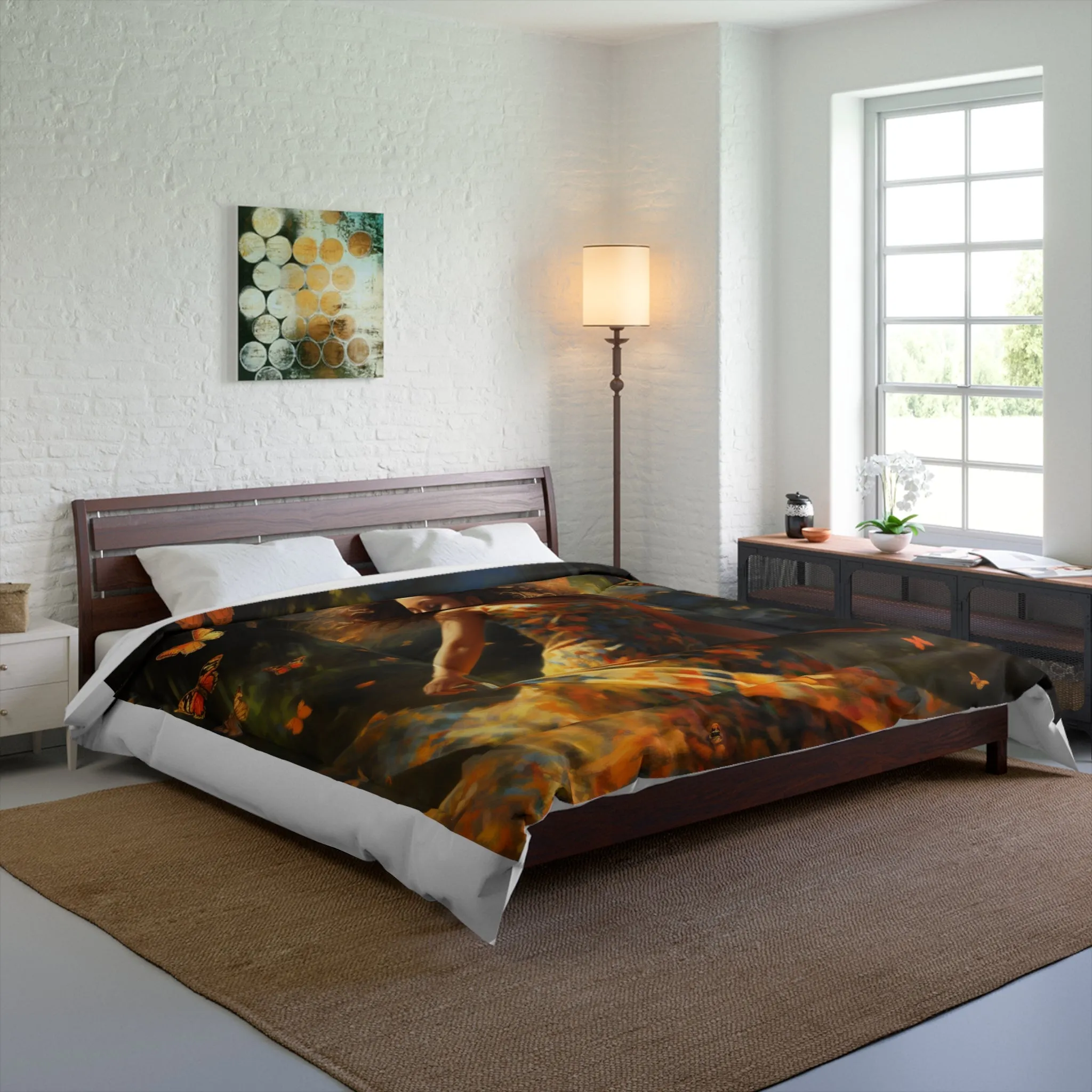 Serene Soiree: The Butterfly Woman's Cozy Embrace
