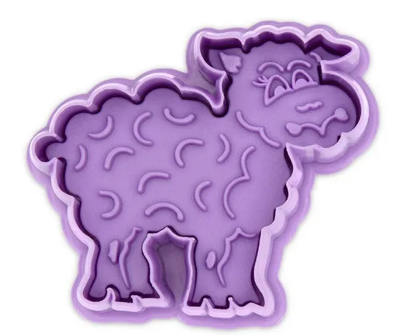 Sheep Cookie Cutter Stamper with Ejector 6cm