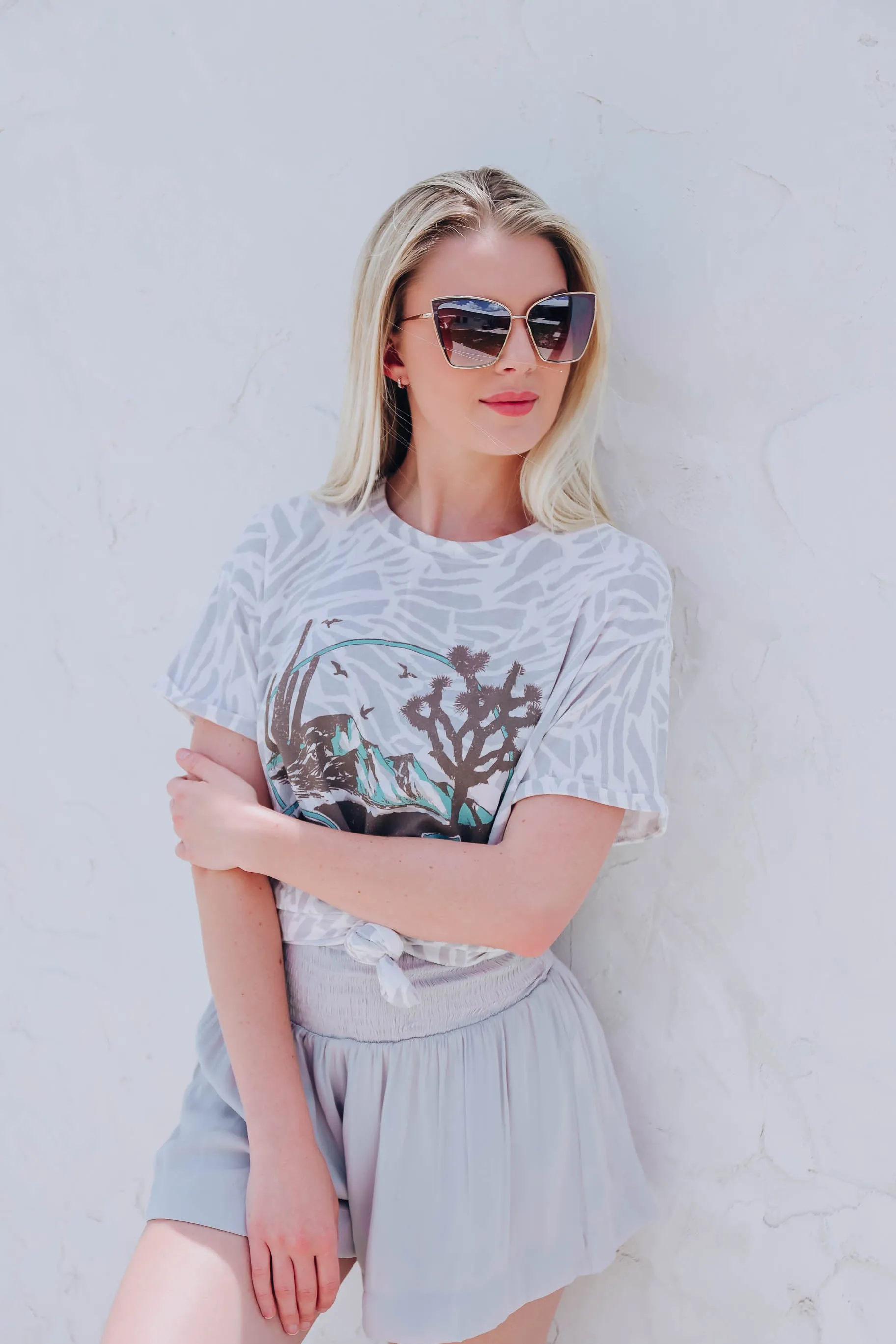 Smoke Grey Smocked Shorts