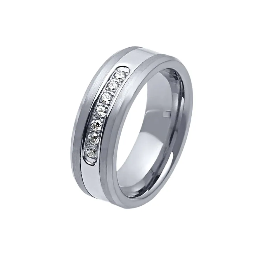 Stanton Made For Men Channel Set Ring with 1/5ct of Laboratory Grown Diamonds in Tungsten