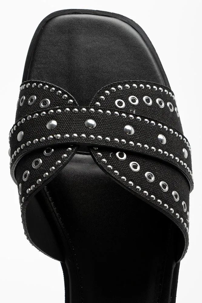 Studded Mule Sandal Black
