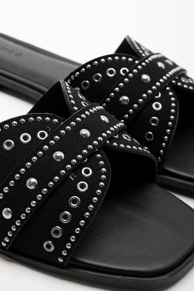 Studded Mule Sandal Black