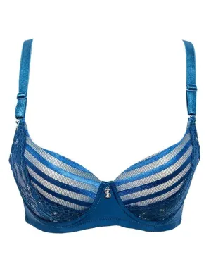 Stylish Bridal Collection Bra SH969 Blue - Single Padded,Under Wired Bra - By Sister Hood