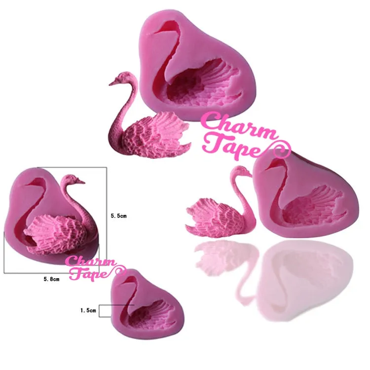 Swan Silicon mold flexible, for polymer clay, resin jewelry or cake making C033
