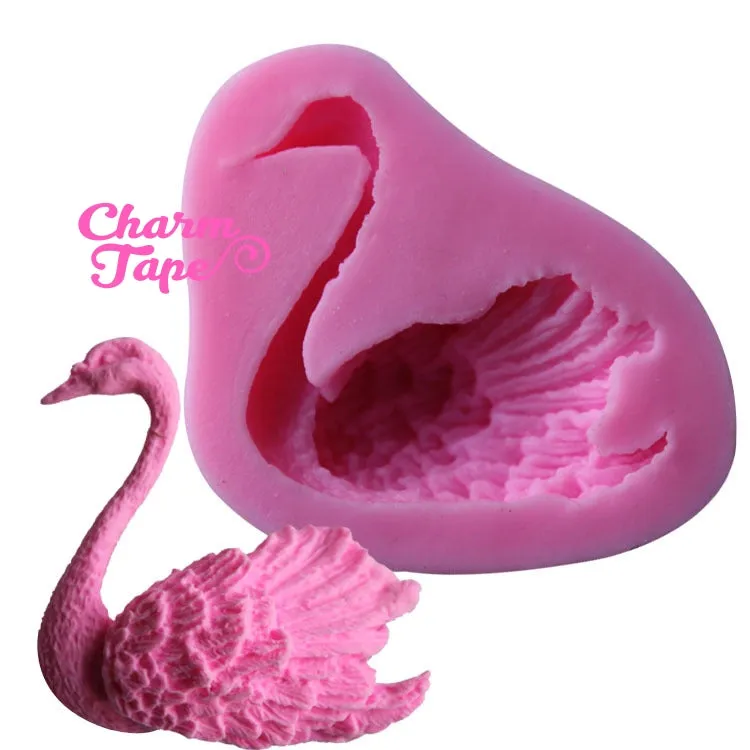 Swan Silicon mold flexible, for polymer clay, resin jewelry or cake making C033