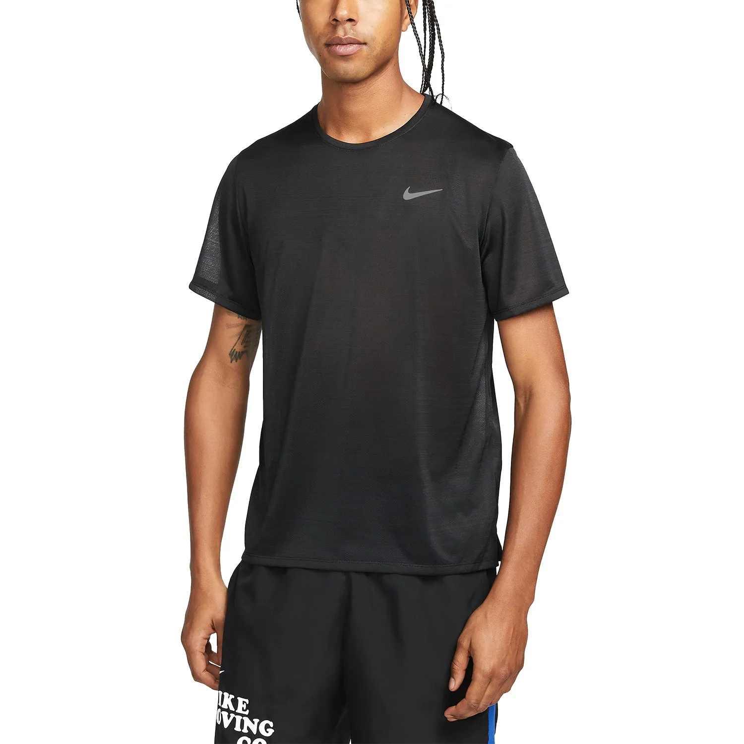 T SHIRT NIKE DRY-FIT MILLER MAGLIA RUNNING UOMO MANICA CORTA NERA