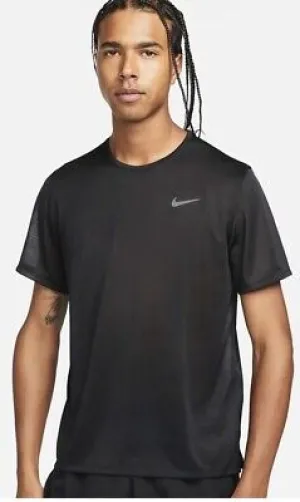 T SHIRT NIKE DRY-FIT MILLER MAGLIA RUNNING UOMO MANICA CORTA NERA