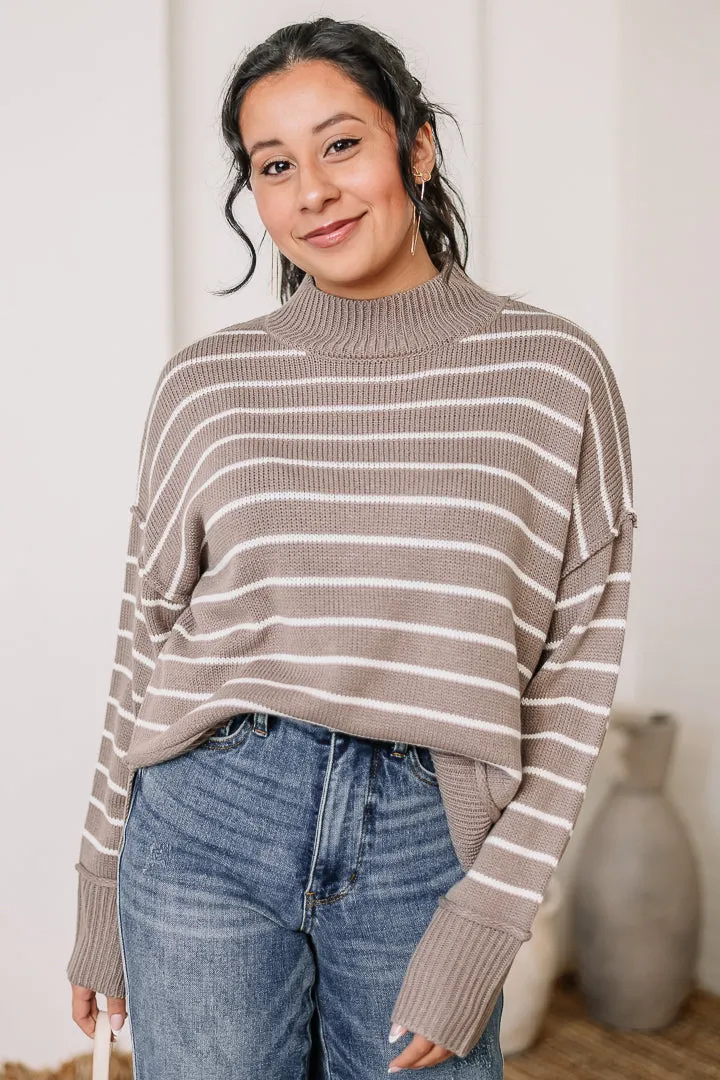 Taking Sides Striped Mock Neck Sweater