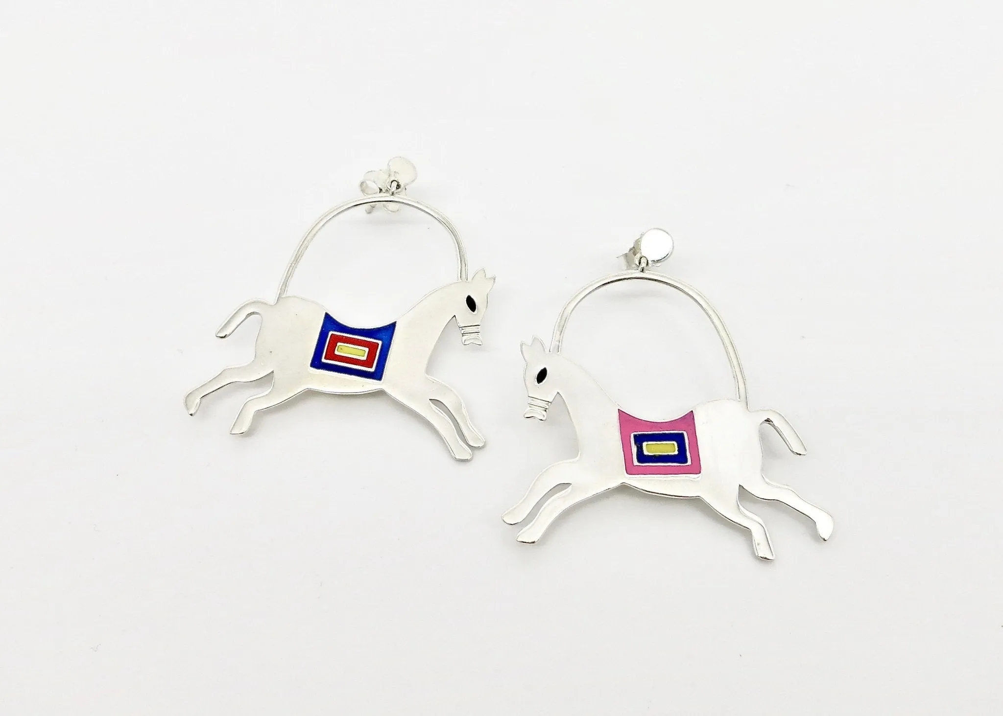 'The Ashwins'; whimsical prancing horse earrings