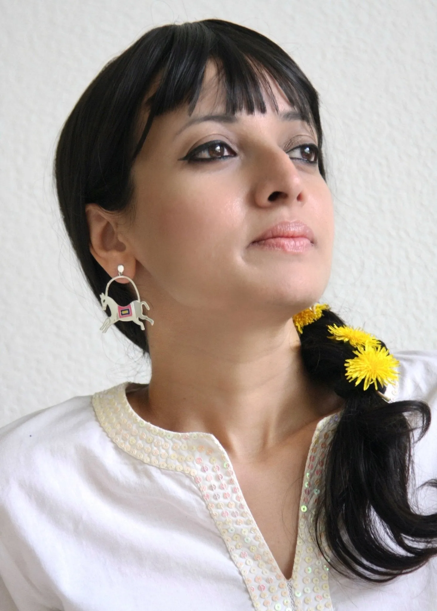 'The Ashwins'; whimsical prancing horse earrings